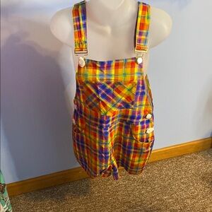 WeWoreWhat Red and Yellow Overalls Vibrant Style